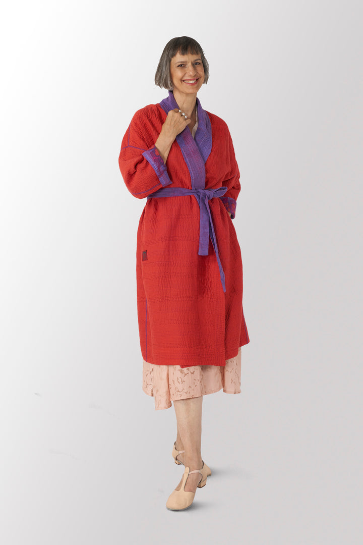 BLOOMING FLOWERS KANTHA SIMPLE ROBE - bf4334-prp -