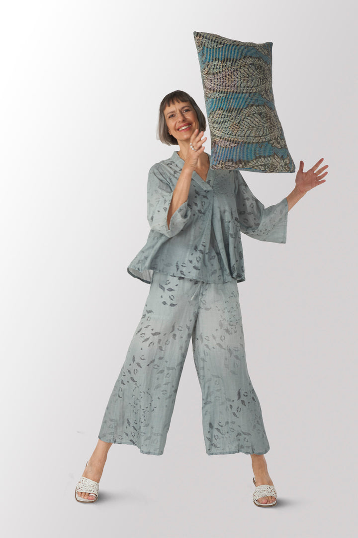 LOUNGE WEAR THROW KANTHA DRAW STRING PANTS - lw2647-blu -