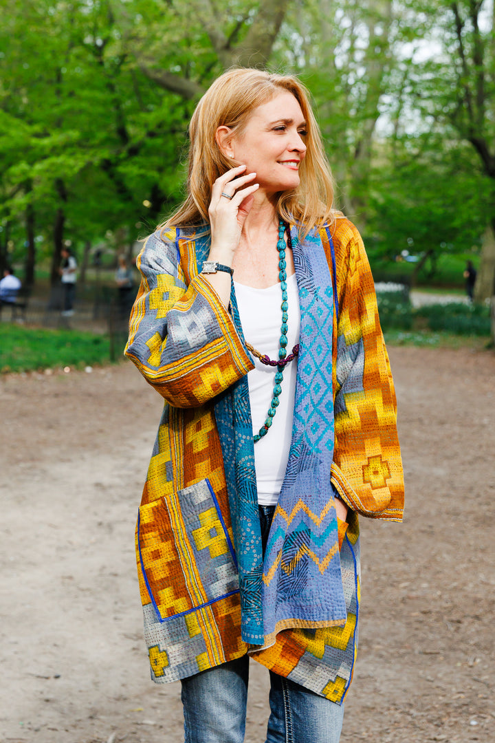VINTAGE COTTON KANTHA A-LINE JKT - cv2003-0165a -