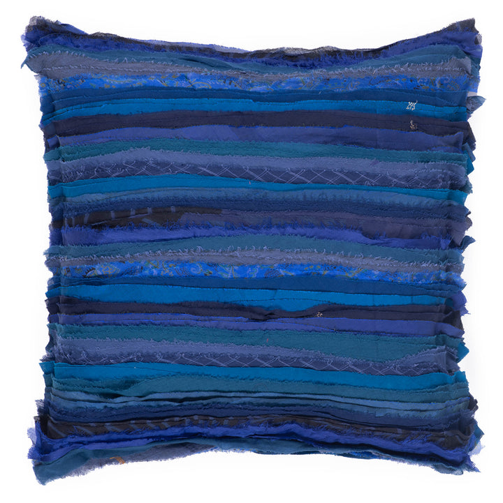 Wavy Stripe Vintage Patch Pillow Sham -Blue