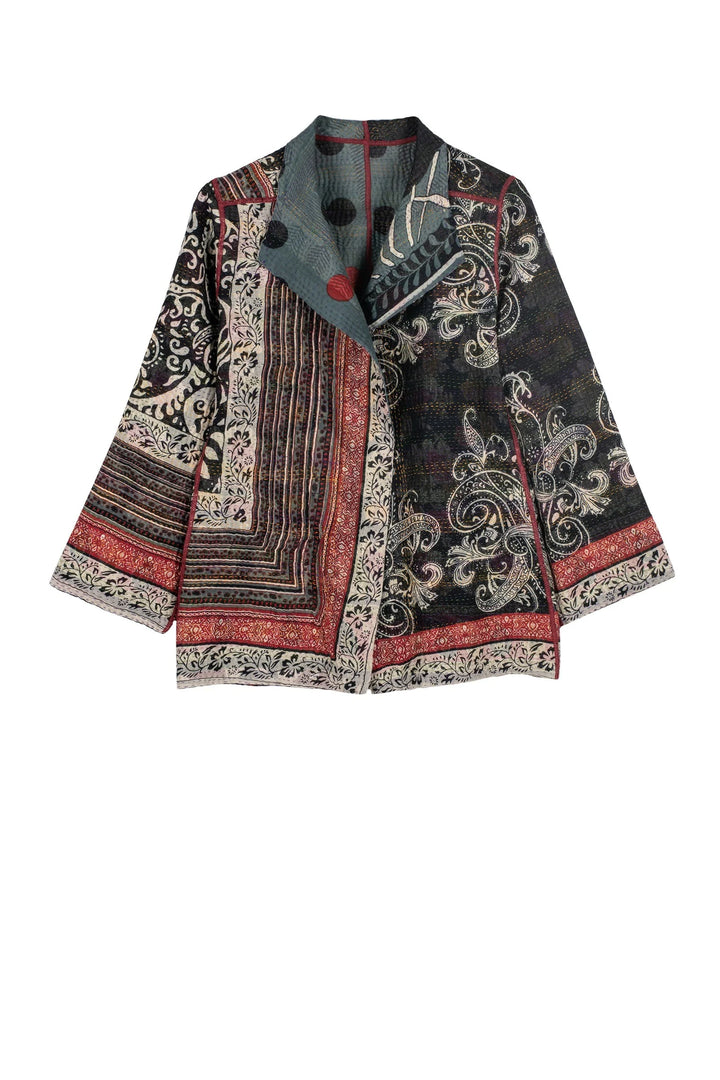 DOT & PAISLEY KANTHA SHORT JKT - dp4007-nvy -