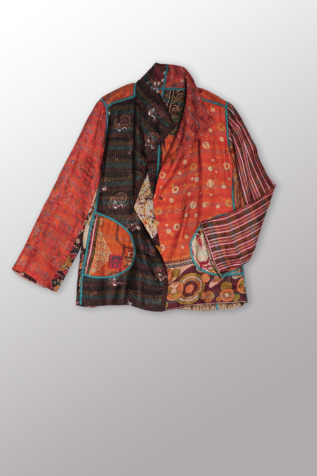 VINTAGE SILK KANTHA SHORT JKT - sv2007-0070m -