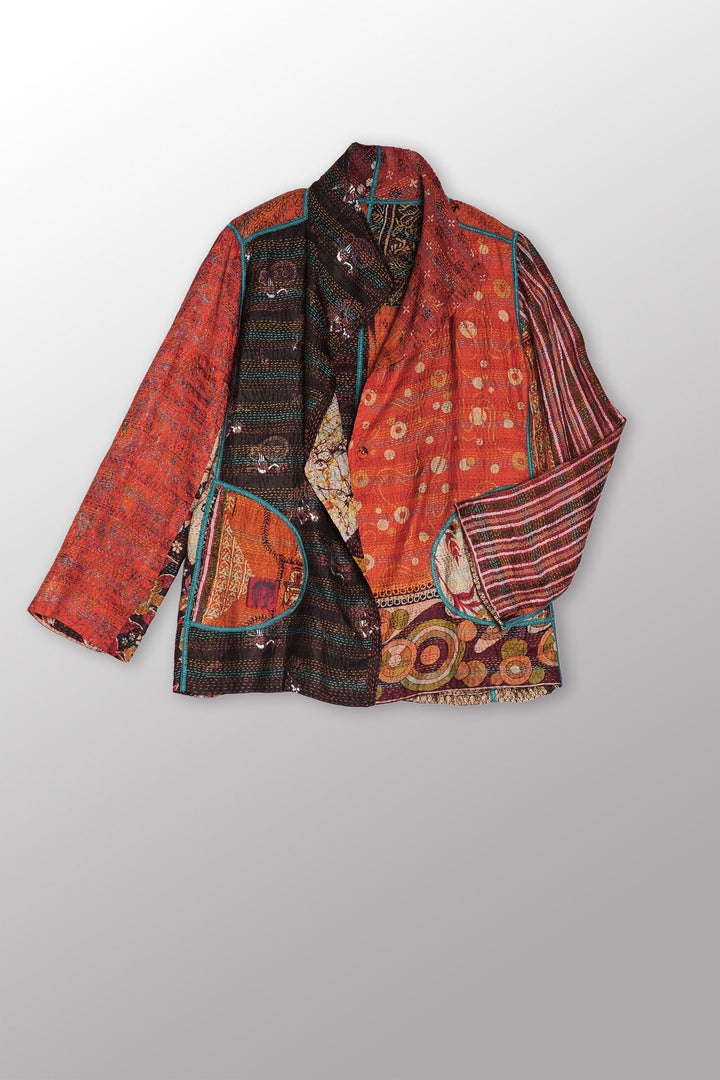 VINTAGE SILK KANTHA SHORT JKT - sv2007-0070m -