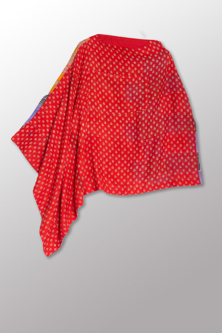 VINTAGE COTTON KANTHA LONG CAPE - cv2841-0002a -