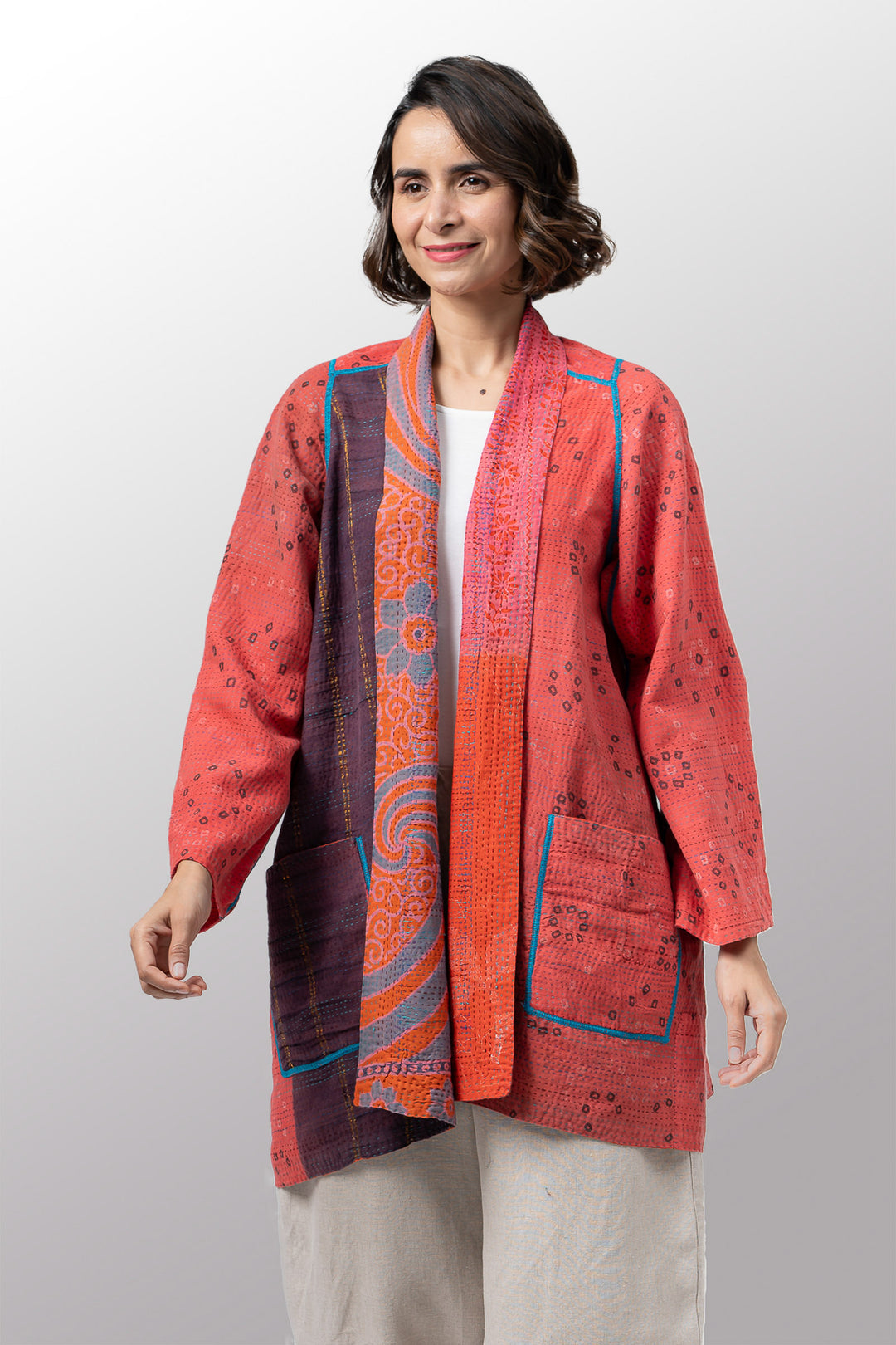 VINTAGE COTTON KANTHA A-LINE JKT - cv2003-0162a -