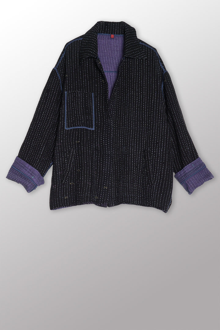 BBK SOLID KANTHA WORKERS JACKET - bl-bbs4085-blk -