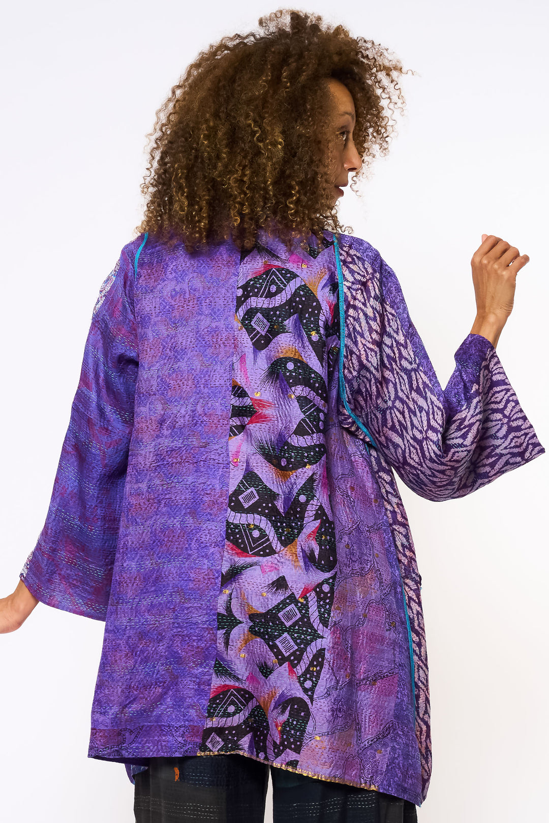 VINTAGE SILK KANTHA A-LINE JKT - sv2003-0412a -