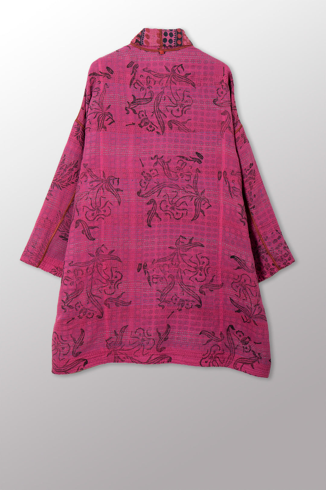 VINTAGE COTTON & NEW VOILE KANTHA HAORI JACKET - cn2068-0005a -
