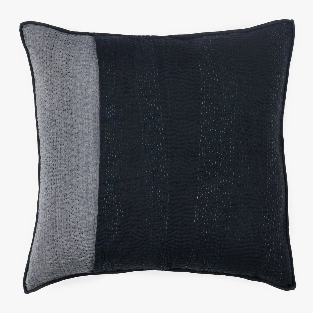 Landscape Handmade Vintage Kantha Pillow -Black