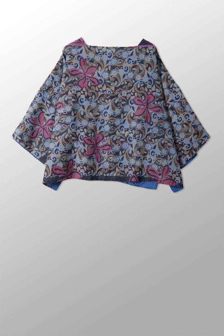 VINTAGE COTTON & NEW VOILE KANTHA 3/4 SLV. CROP TOP MIO - cn2538-0002a -