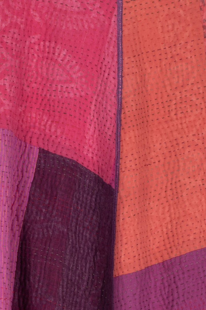 POLKA DOTS & LEAVES KANTHA CIRCULAR VEST - dl4201-pik -