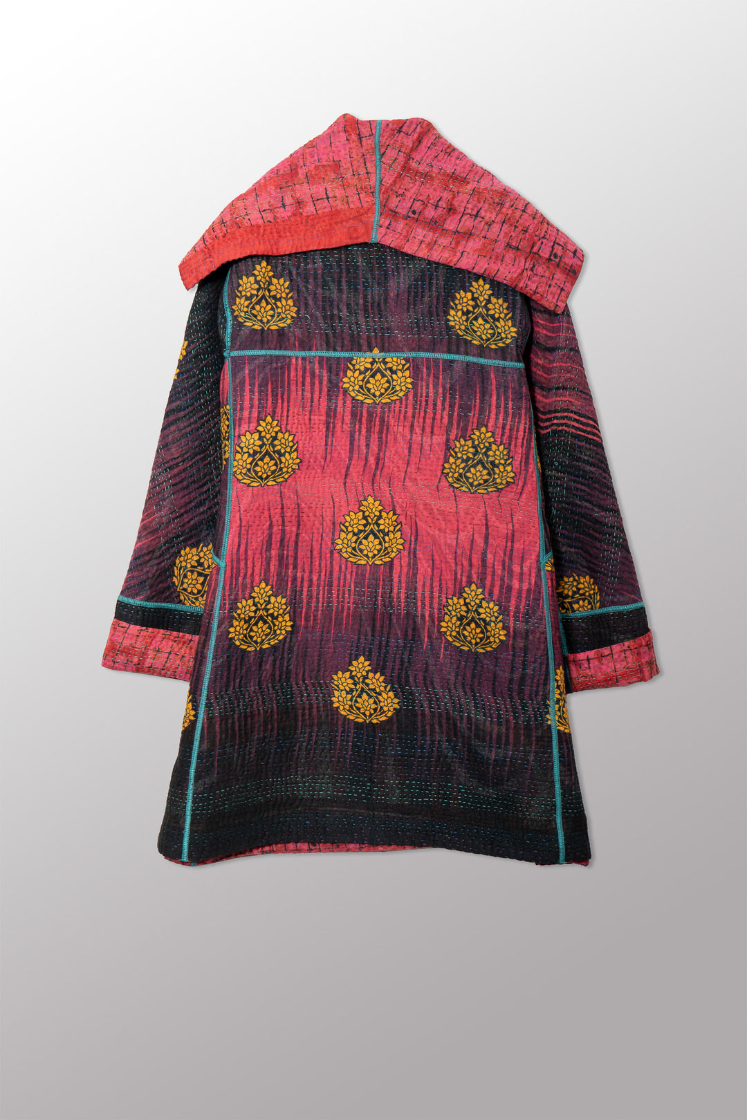 VINTAGE COTTON KANTHA A-LINE COAT P - cv4336-0002a -