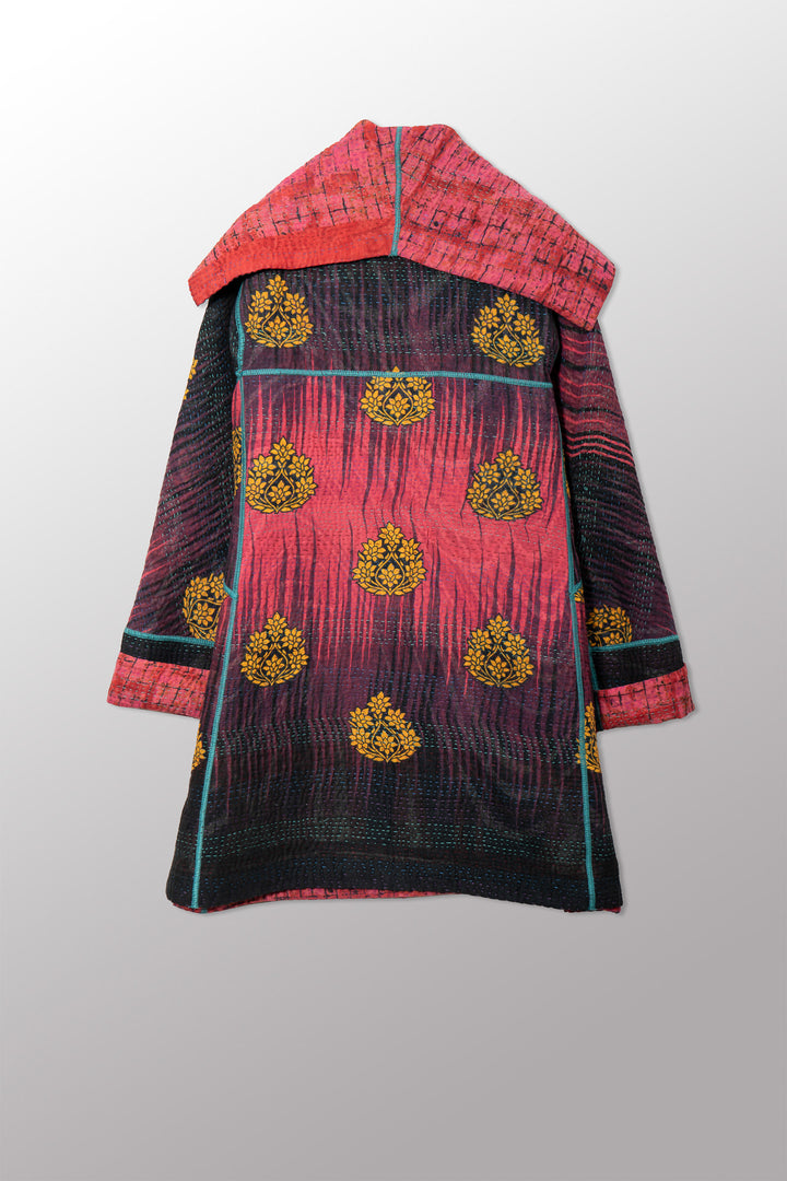 VINTAGE COTTON KANTHA A-LINE COAT P - cv4336-0002a -