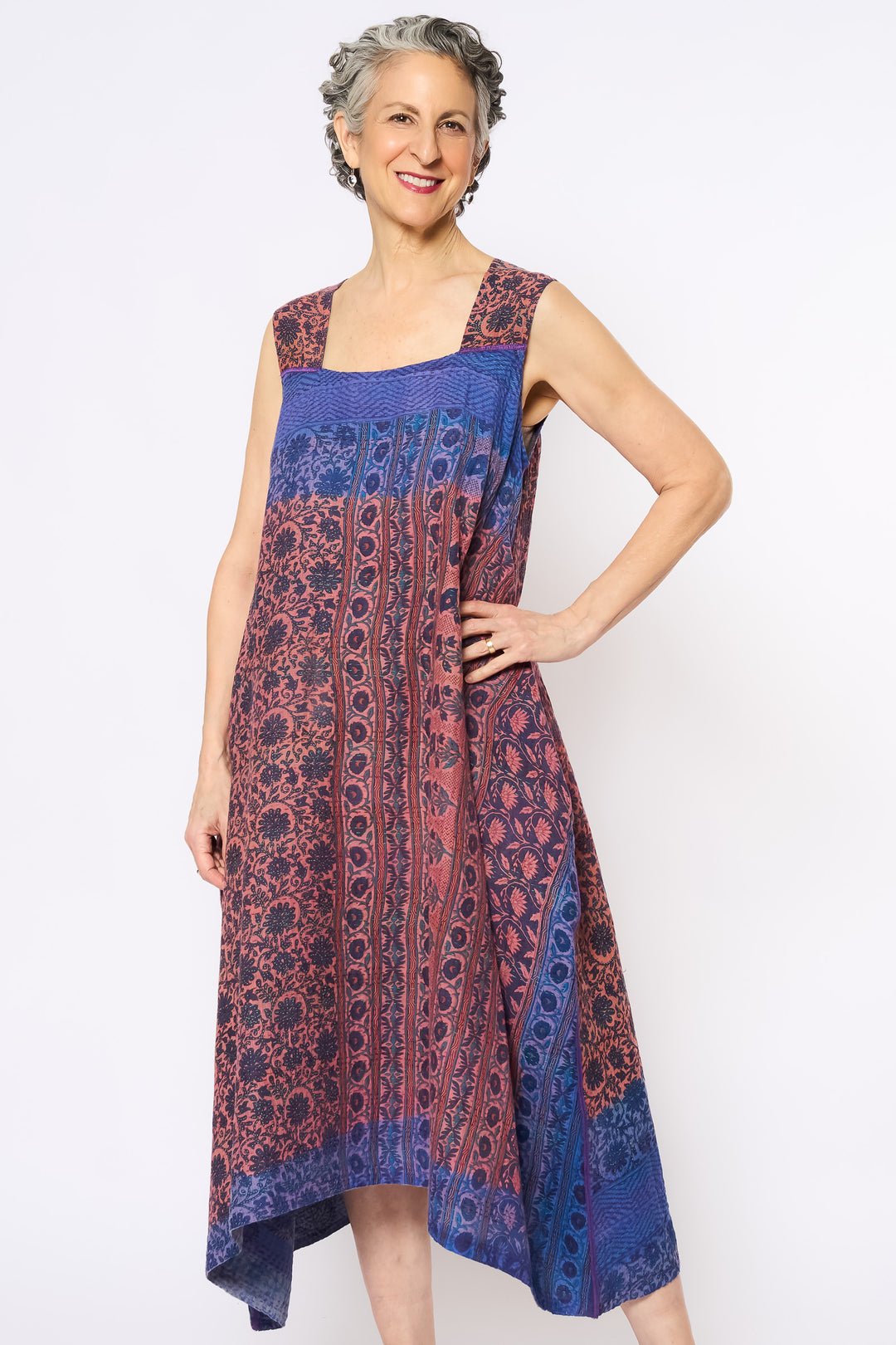 VINTAGE COTTON KANTHA TENT DRESS - cv2413-0034a - Mieko Mintz US Retail VINTAGE COTTON KANTHA TENT DRESS - cv2413-0034a - Mieko Mintz US Retail