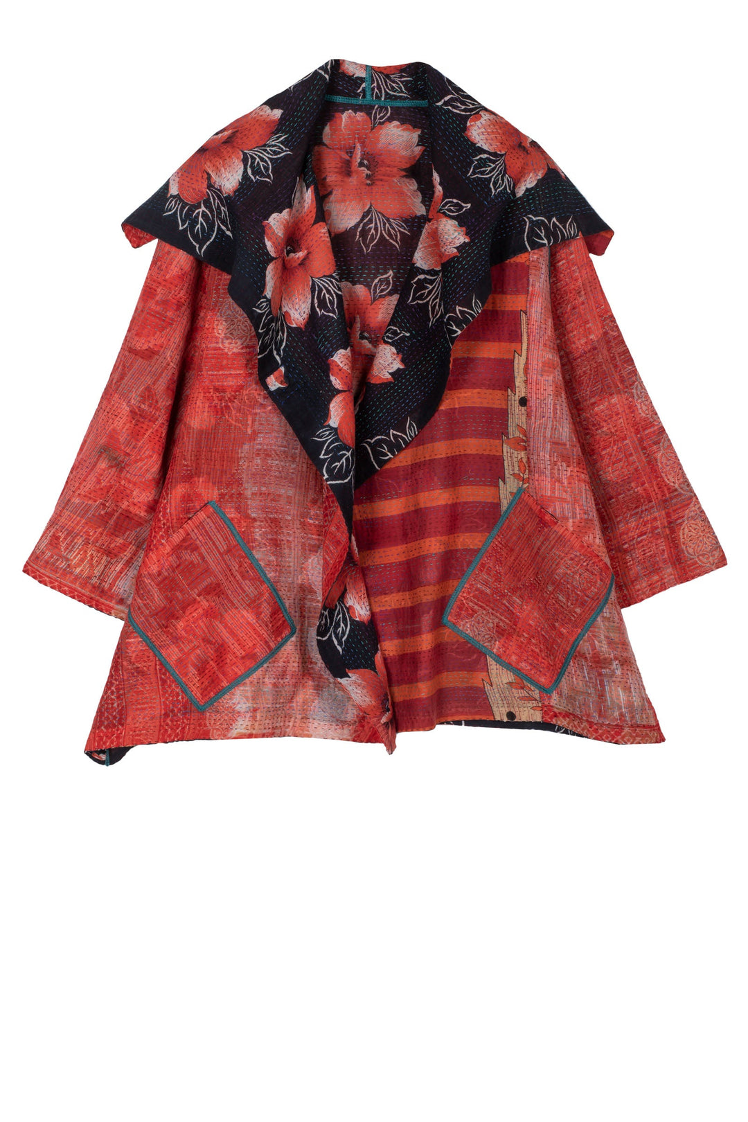 VINTAGE COTTON KANTHA FLARE JKT - cv2010-0063a -