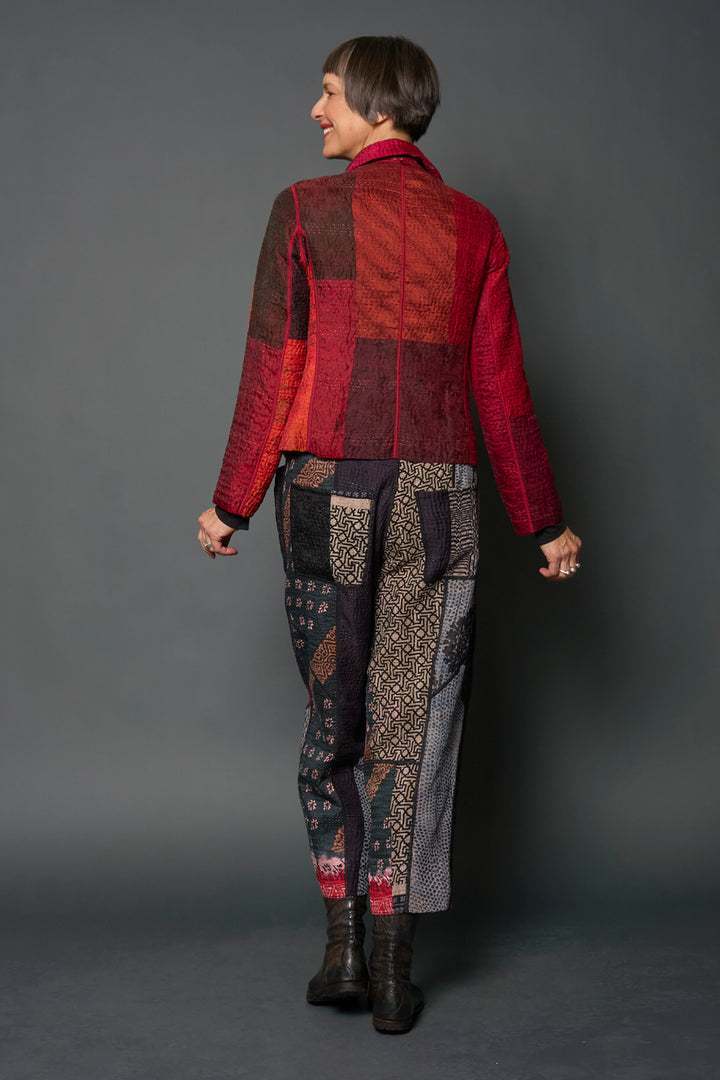 JACQUARD SILK KANTHA CROPPED BASIC JACKET - js4096-mar -