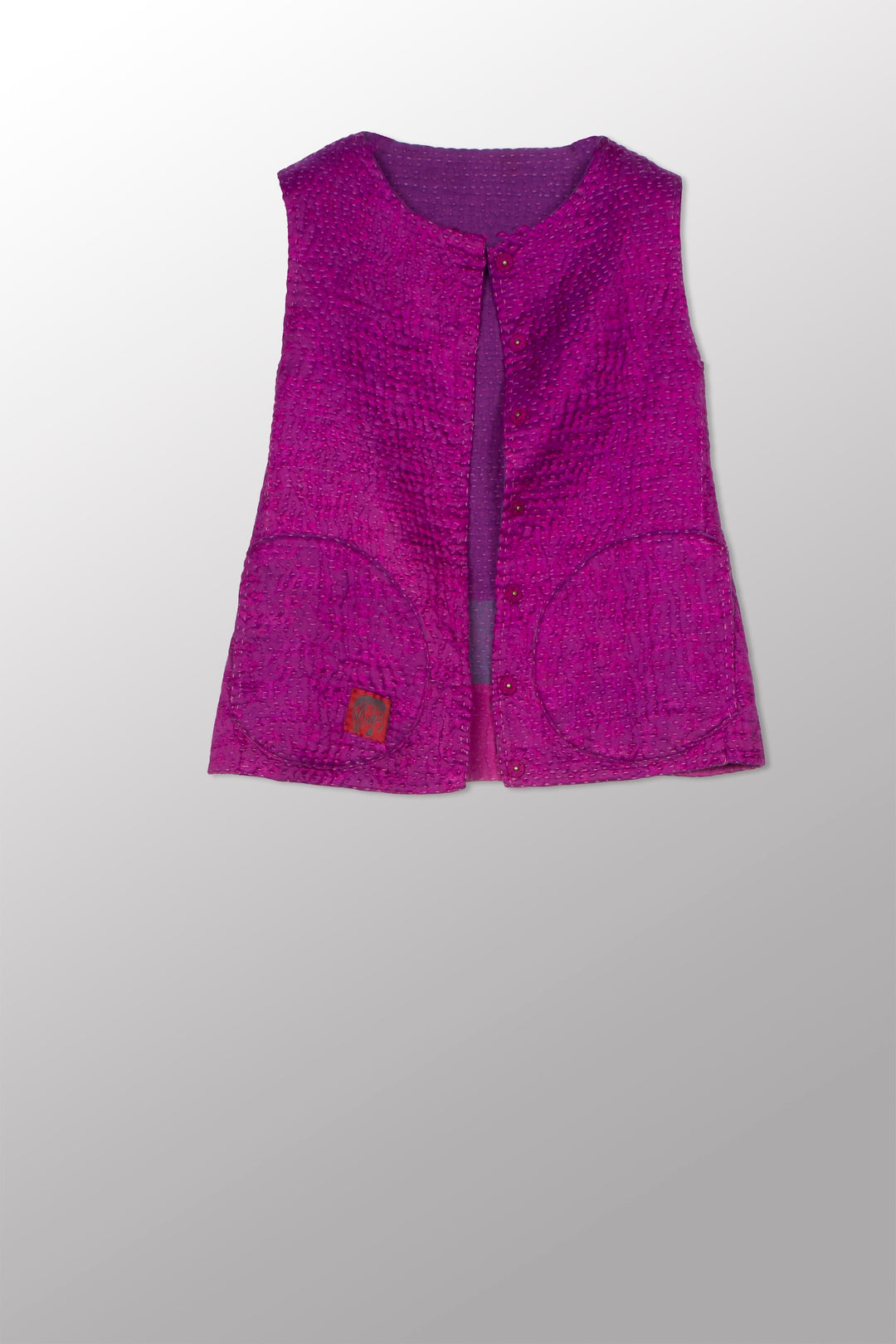 JACQUARD WITH WOVEN KANTHA CREW NECK FITTED VEST - jq5228-0002m -