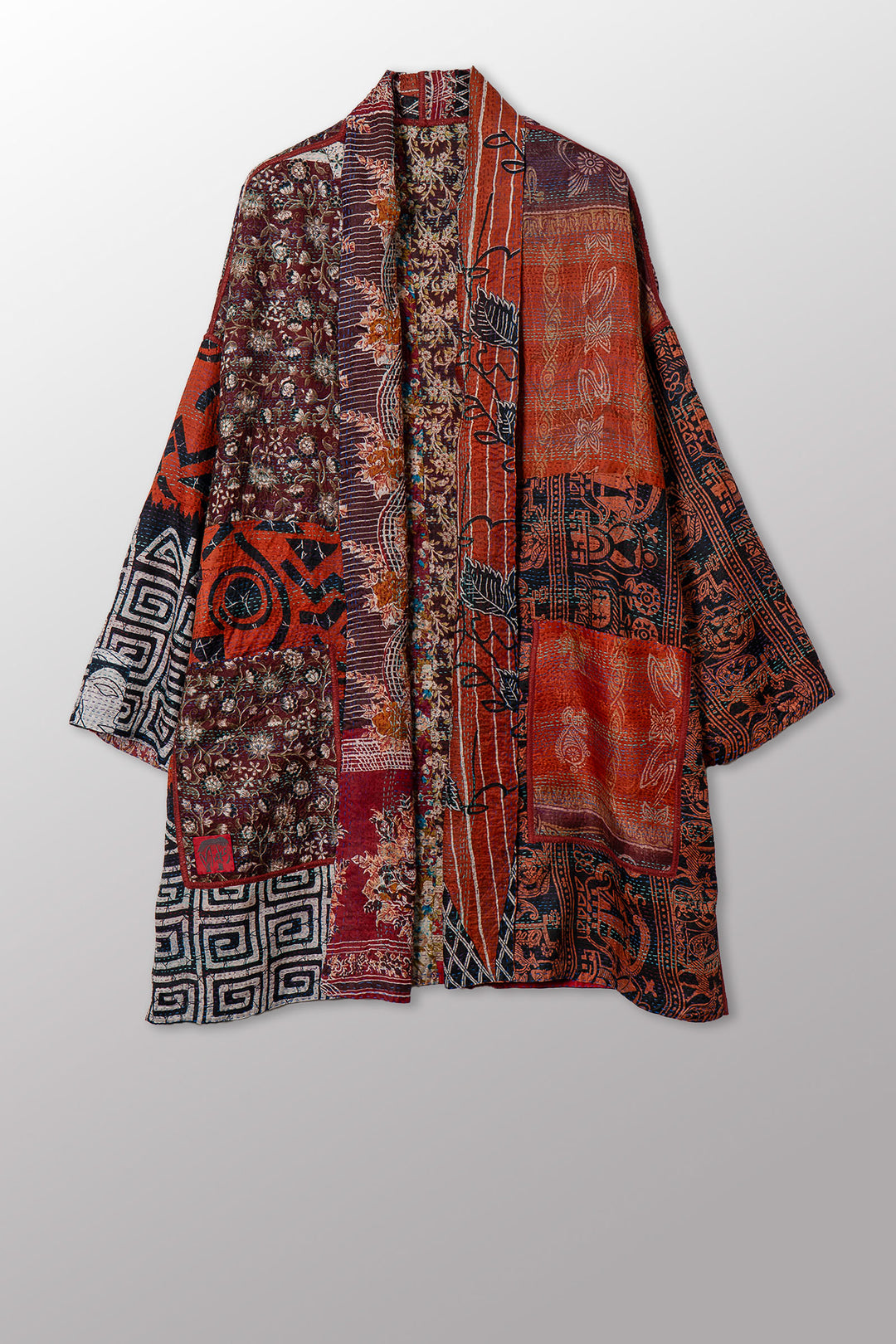 VINTAGE SILK KANTHA HAORI JACKET - sv2068-0009a -