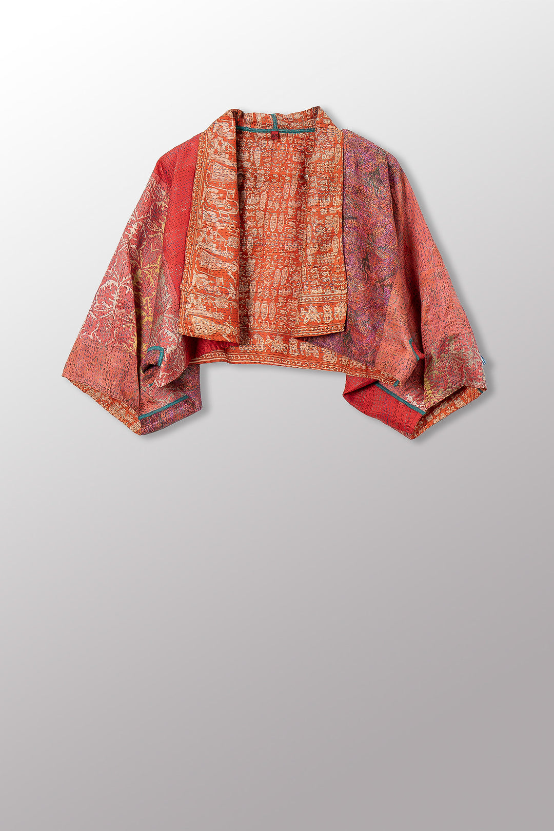 VINTAGE SILK KANTHA PUFF SLV. SHRUG - sv2062-0029a -