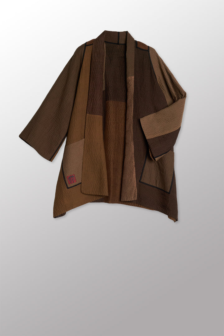 JAIPUR PATCH KANTHA A-LINE JKT - jp4003-brn -