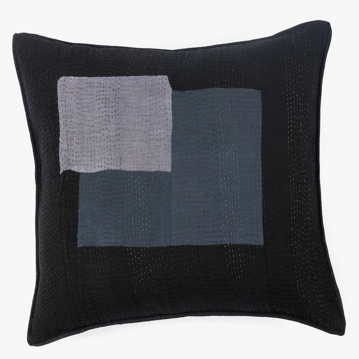 Landscape Handmade Vintage Kantha Pillow -Black