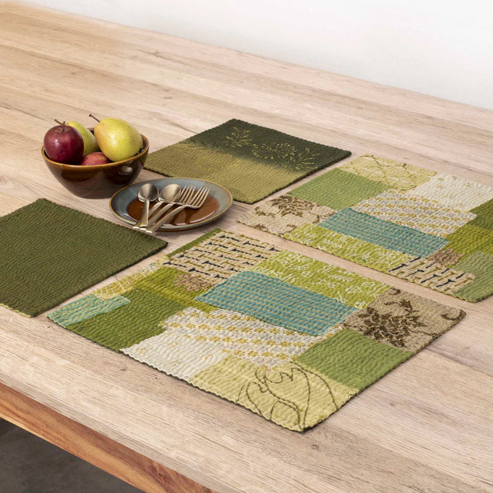 Ombre Patch Handmade Placemats -Green (SET OF 2)