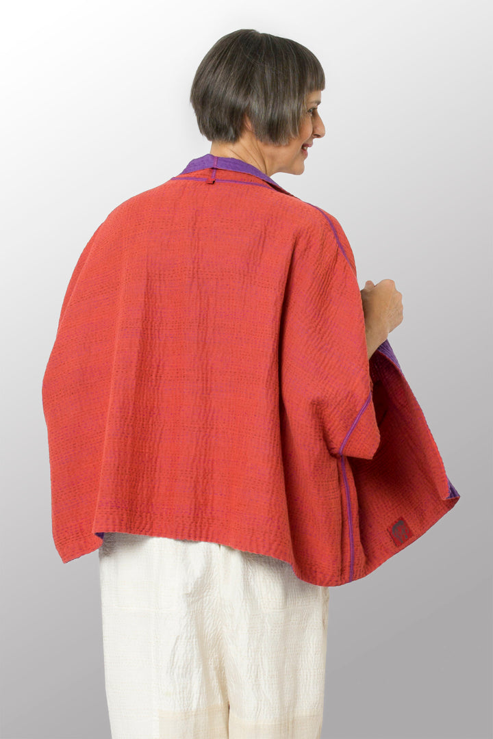 BLOOMING FLOWERS KANTHA MINI PONCHO - bf4060-prp -