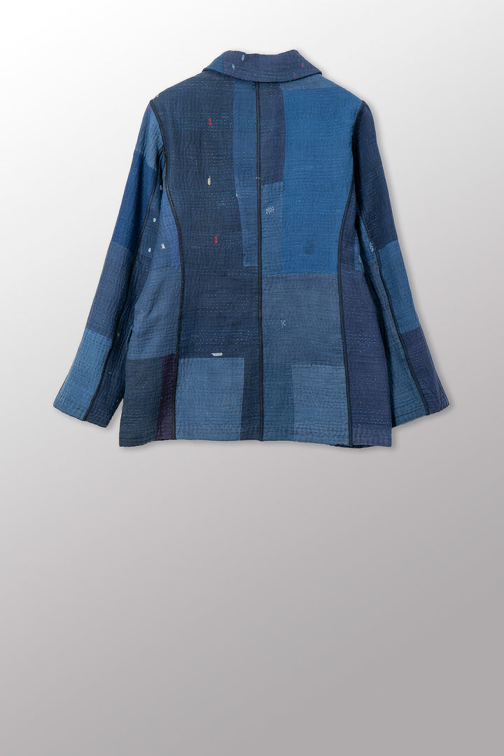 OMBRE PATCHED KANTHA BASIC JACKET - op4052-blu -