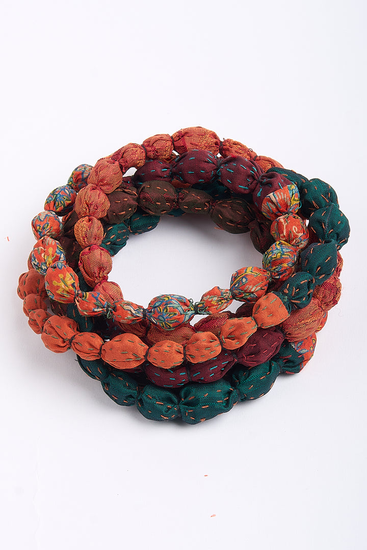 MONE SHIBORI TIE DYE KANTHA TIE-BEADS LONG NECKLACE - ms2707-org -
