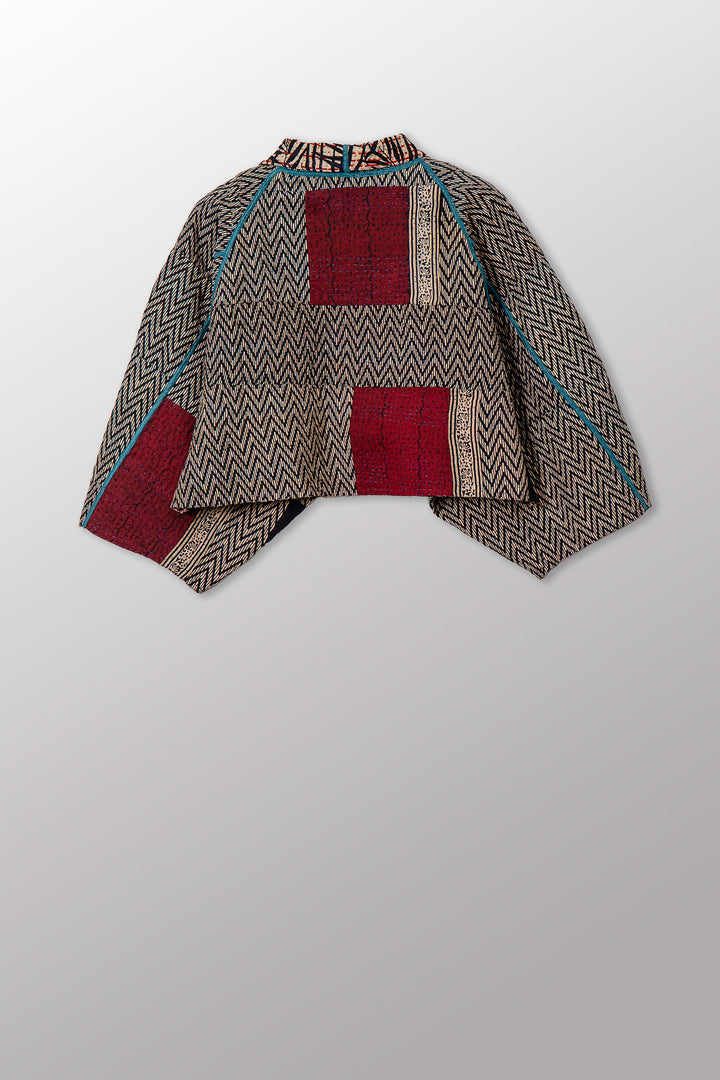 SOHO BAMBOO KANTHA PUFF SLV. SHRUG - bo4062-cblk001a -