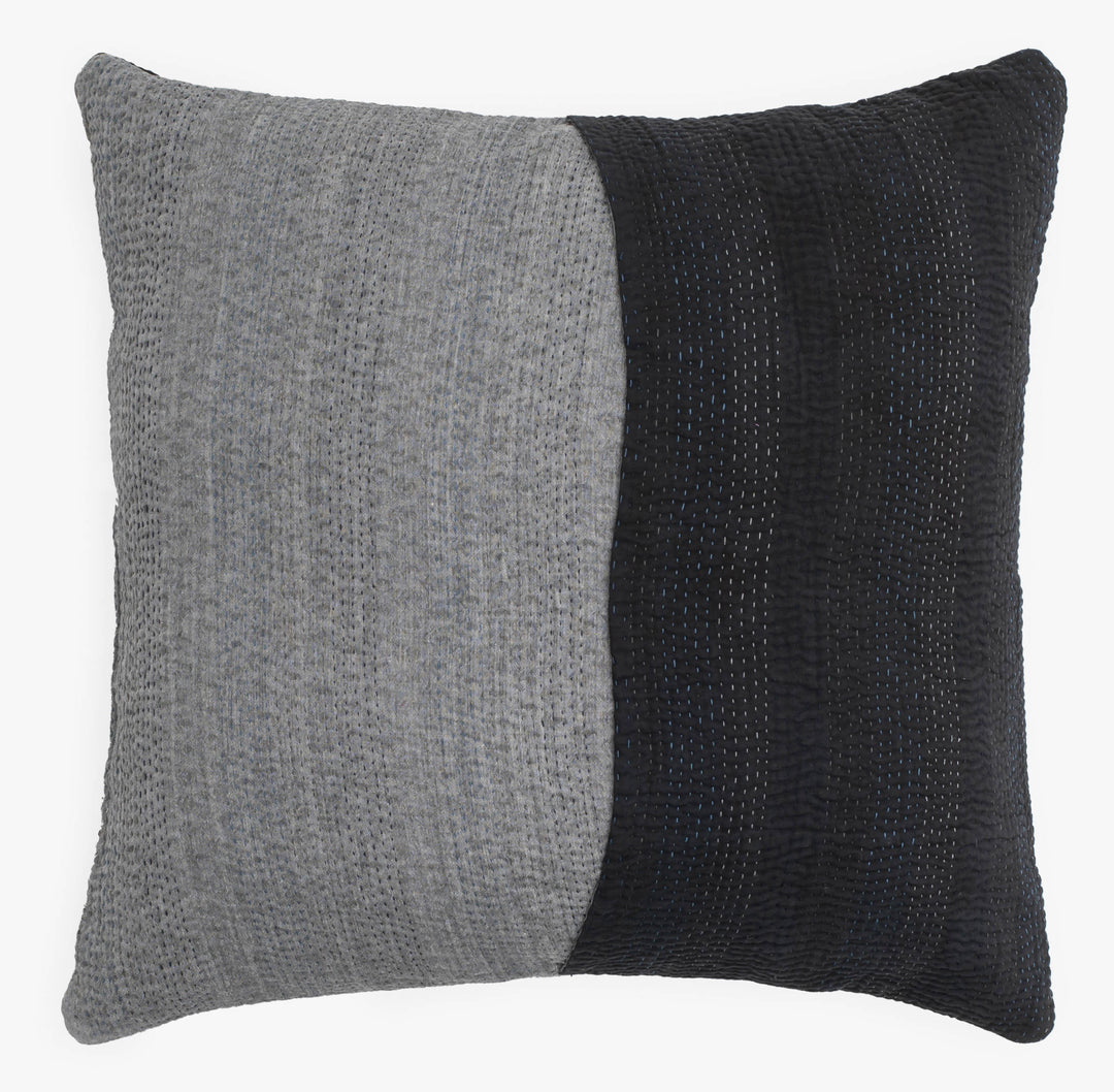 Landscape Handmade Vintage Kantha Pillow -Black