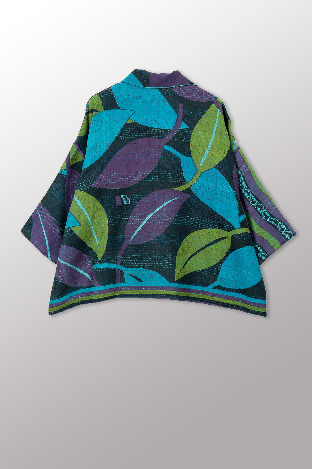 VINTAGE COTTON & NEW VOILE KANTHA CROPPED TENT SHIRT - cn2596-0004a -