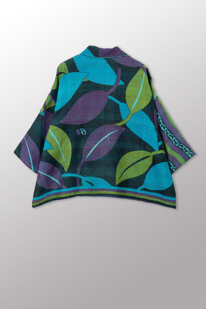 VINTAGE COTTON & NEW VOILE KANTHA CROPPED TENT SHIRT - cn2596-0004a -