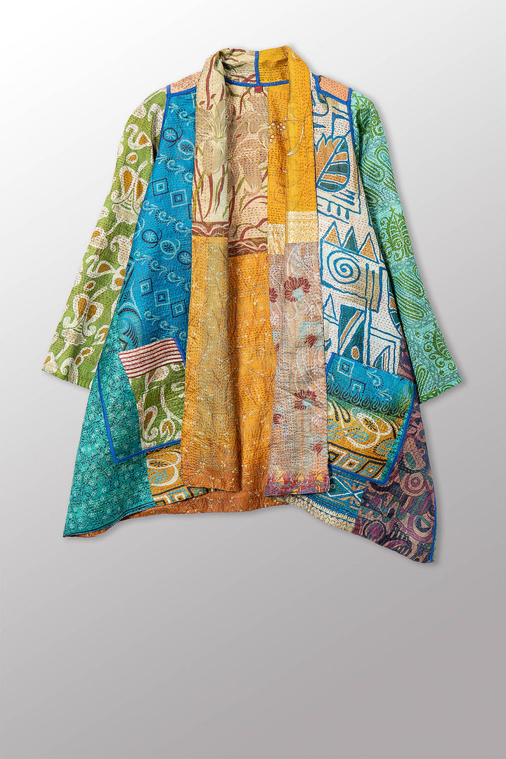 VINTAGE SILK KANTHA A-LINE JKT - sv2003-0415a -