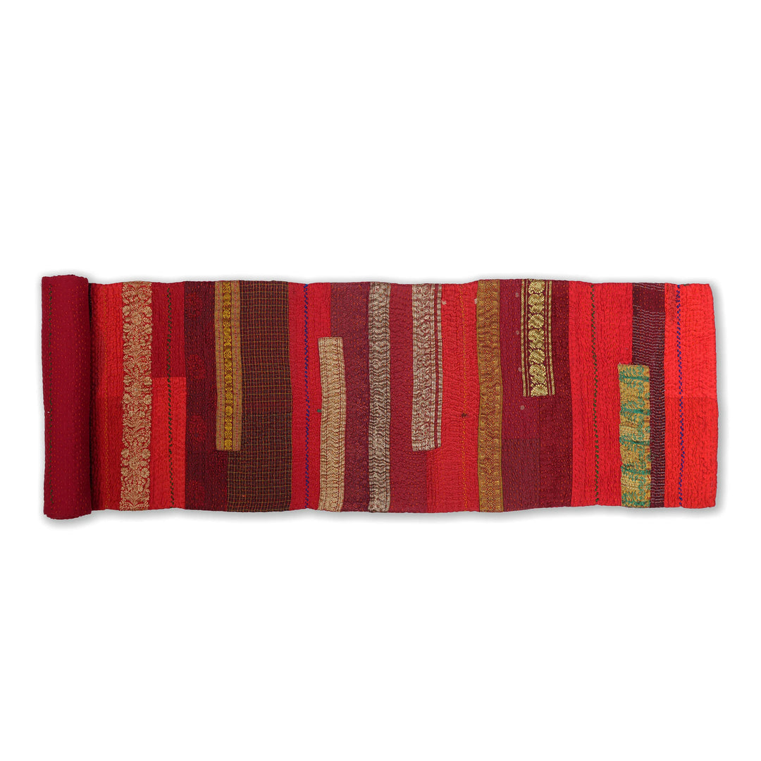 Red Jewel Striped Table Runner