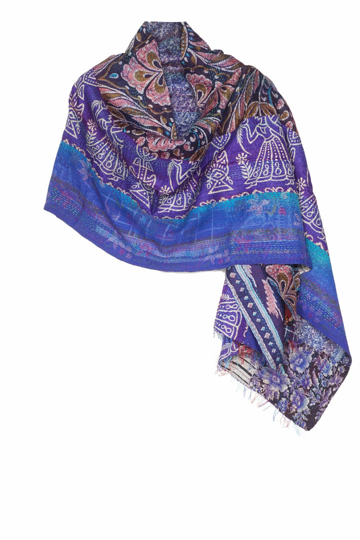 VINTAGE SILK KANTHA SCARF STANDARD - sv2801-0007a -