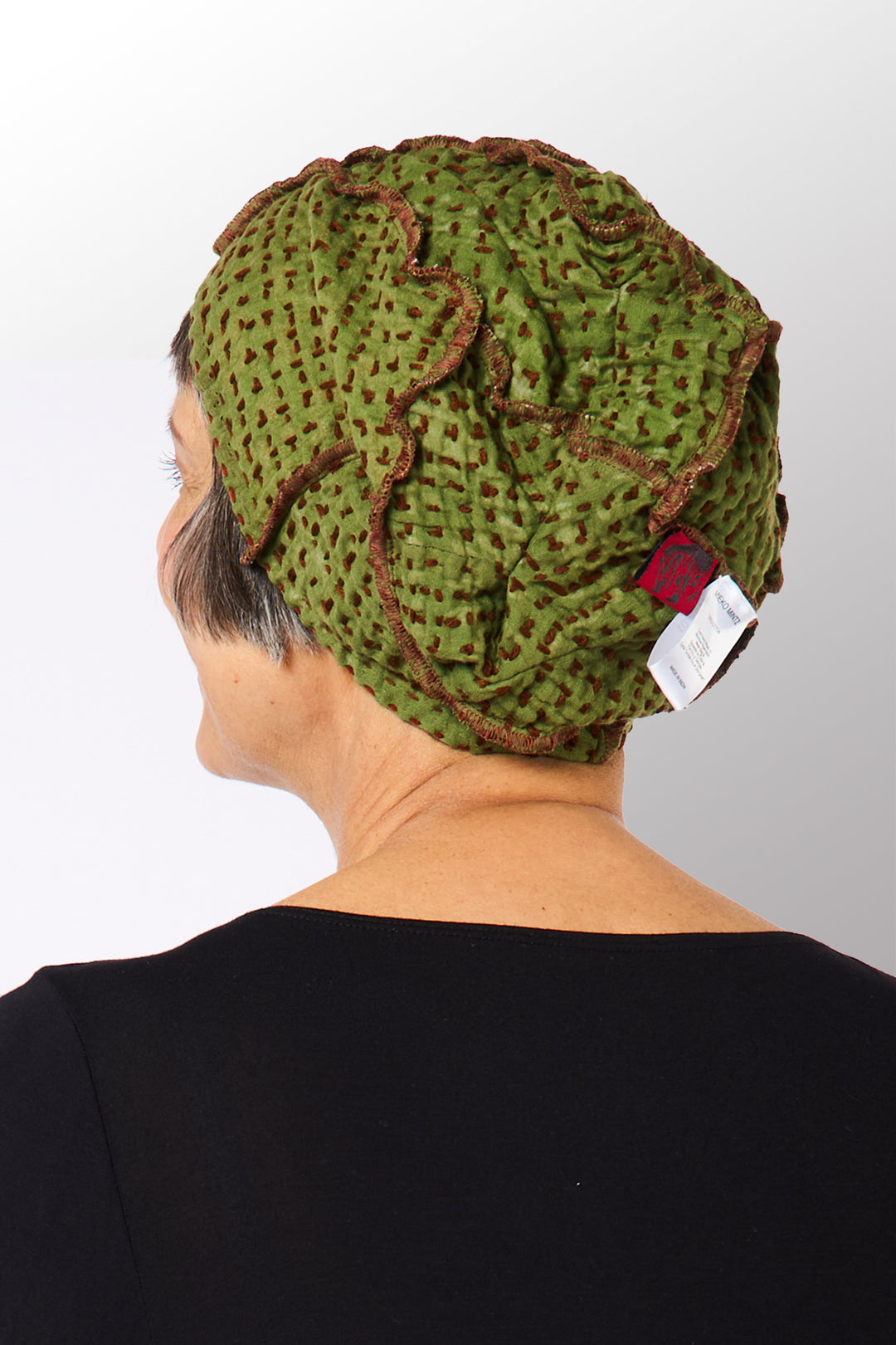 ABSTRACT WAFFLE KANTHA PATCHWORK HAT - bw3880-red -