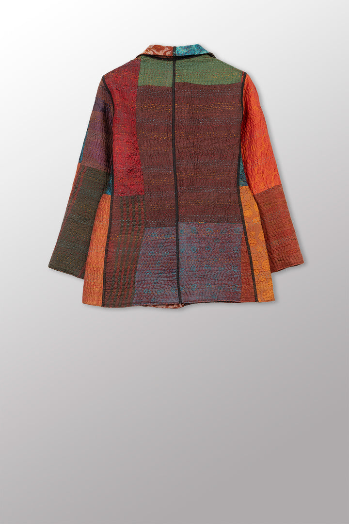 JACQUARD SILK KANTHA SHORT JACKET - js4007-cbrn001s -