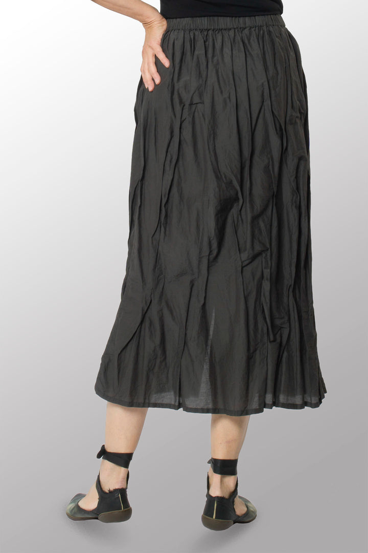 DYED COTTON SILK VOILE WAVY FRONT OPEN LONG SKIRT - dc1660-gry -