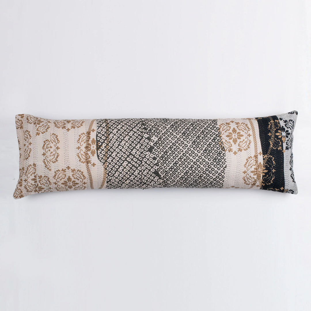 Cotton Ombre Handmade Kantha Lumber Pillow -Black