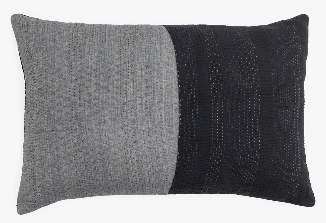Landscape Handmade Vintage Kantha Pillow -Black