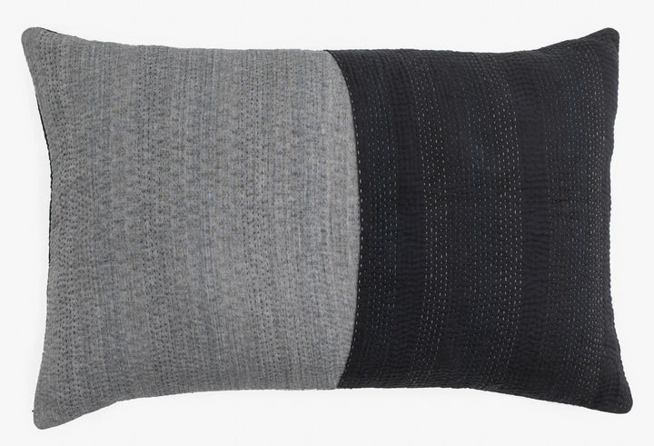 Landscape Handmade Vintage Kantha Pillow -Black
