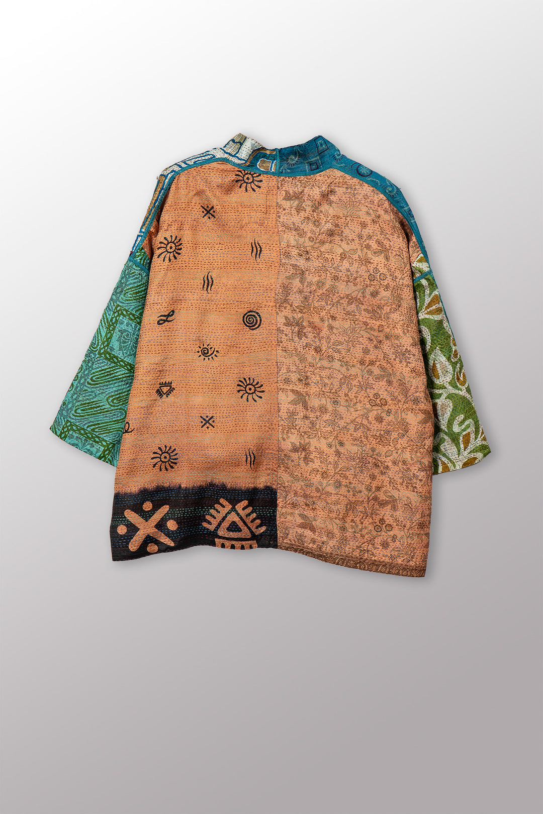 VINTAGE SILK KANTHA MINI KIMONO JKT - sv2055-0007a -