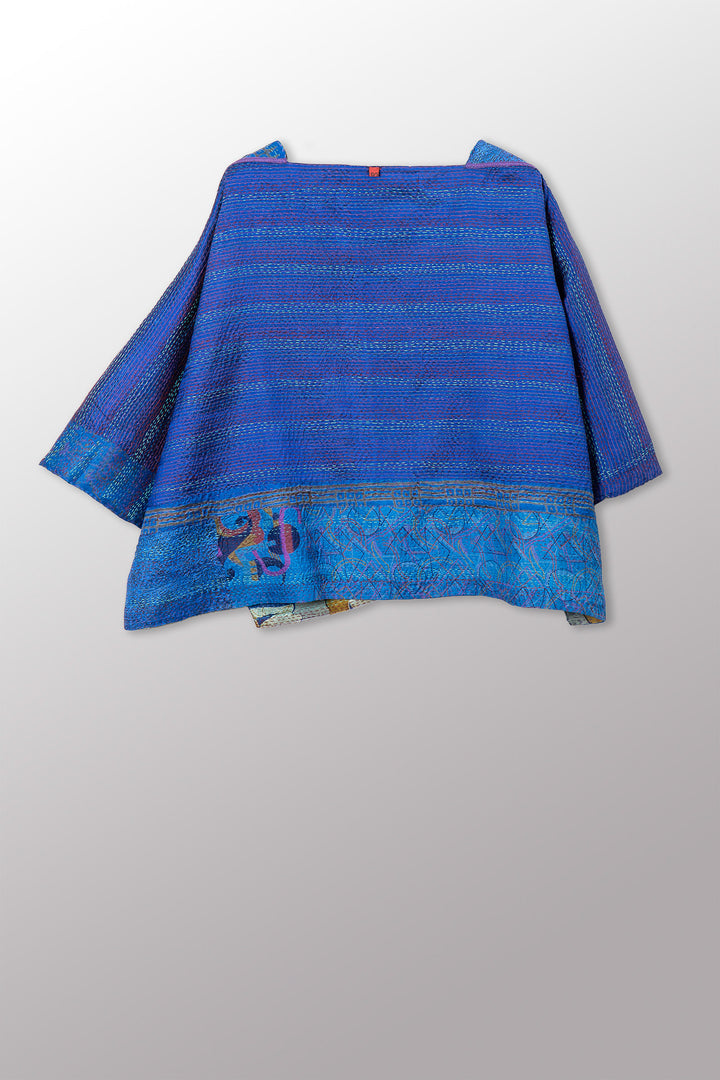 VINTAGE SILK KANTHA 3/4 SLV. CROP TOP MIO - sv2538-0018a -