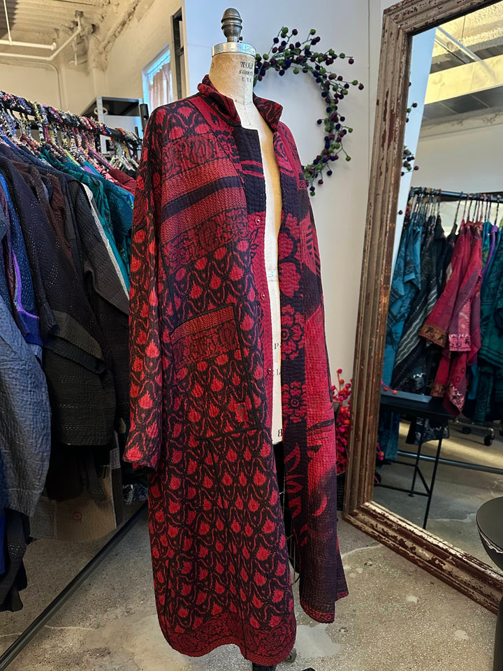 COTTON OVERDYE KANTHA NEW OVERSIZED COAT - ov4342-cred006a -