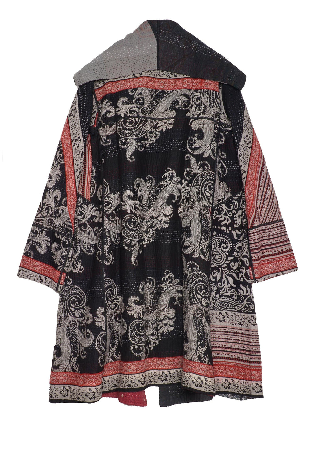 PAISLEY & PATCH KANTHA A-LINE COAT - py4309-blk -