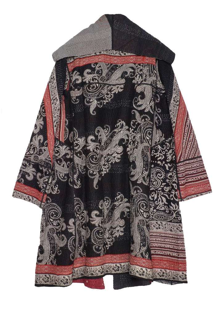 PAISLEY & PATCH KANTHA A-LINE COAT - py4309-blk -