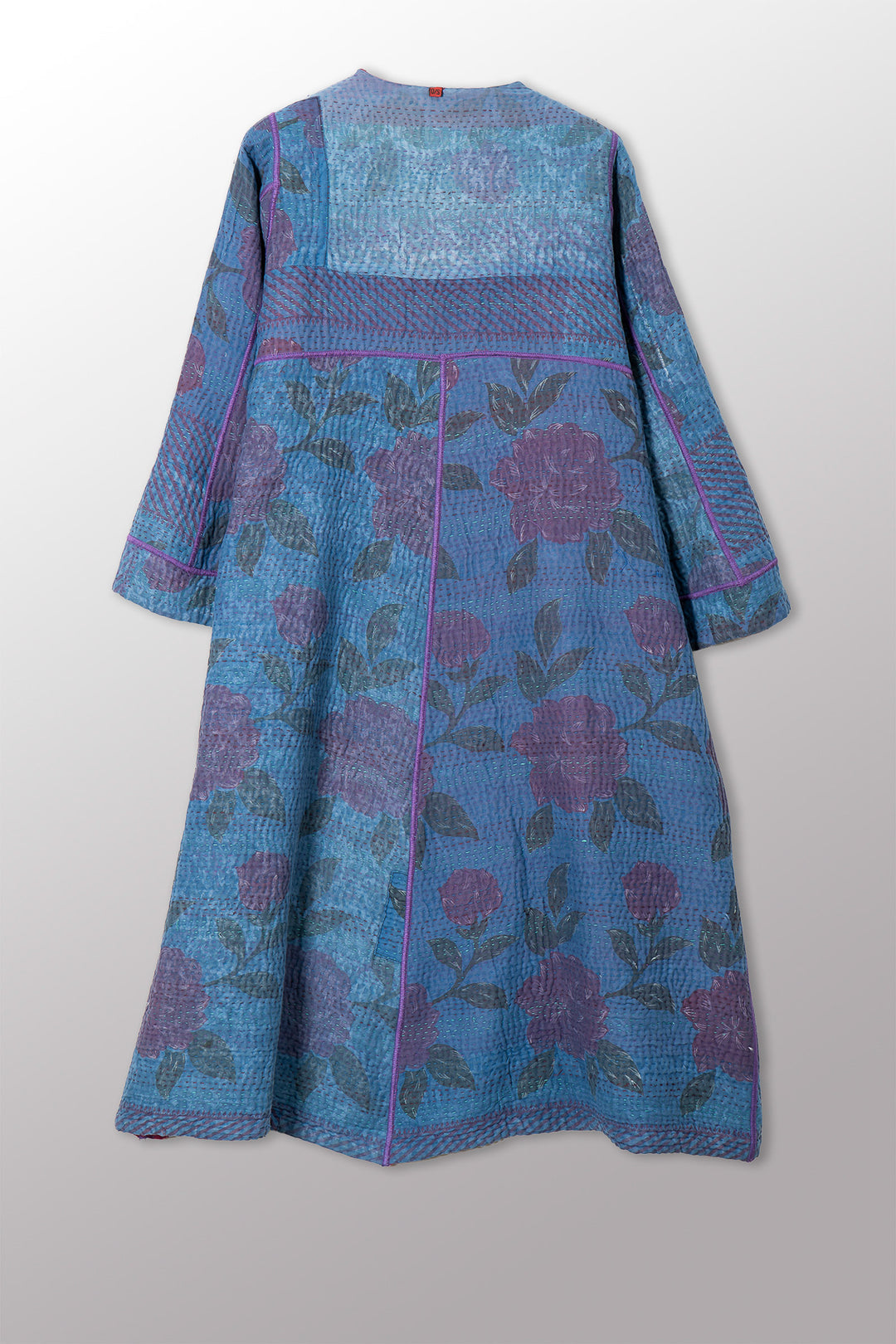 COTTON OVERDYE KANTHA WRAP FLARE COAT - ov4330-cfus001a -