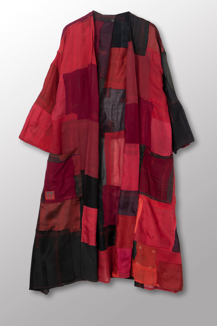 MOSAIC OMBRE KANTHA LONG DUSTER - mo1328-red -