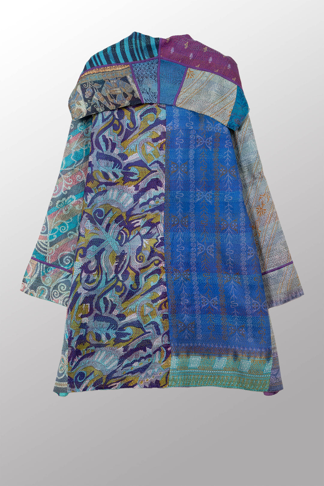VINTAGE SILK KANTHA POCKET MEDIUM COAT - sv2316-0011m -